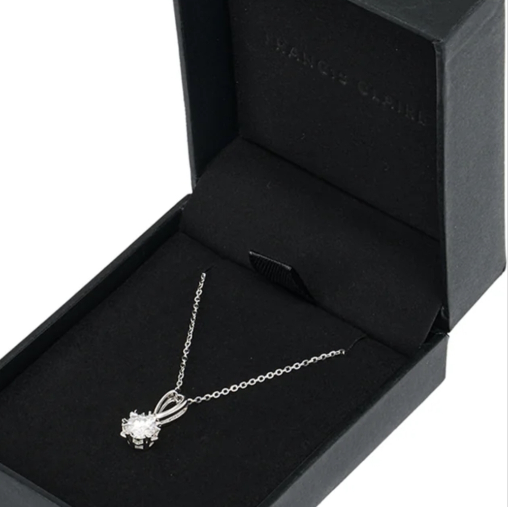 Necklace .85ct DEF Brilliant Cut White Gold Sterling Silver Moissanite Jewelry